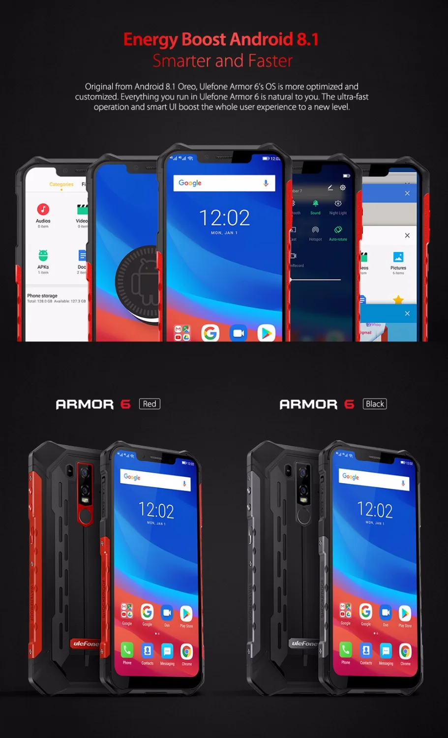 Ulefone Armor 6 IP69K водонепроницаемый мобильный телефон Android 8 1 2 дюйма FHD + Восьмиядерный