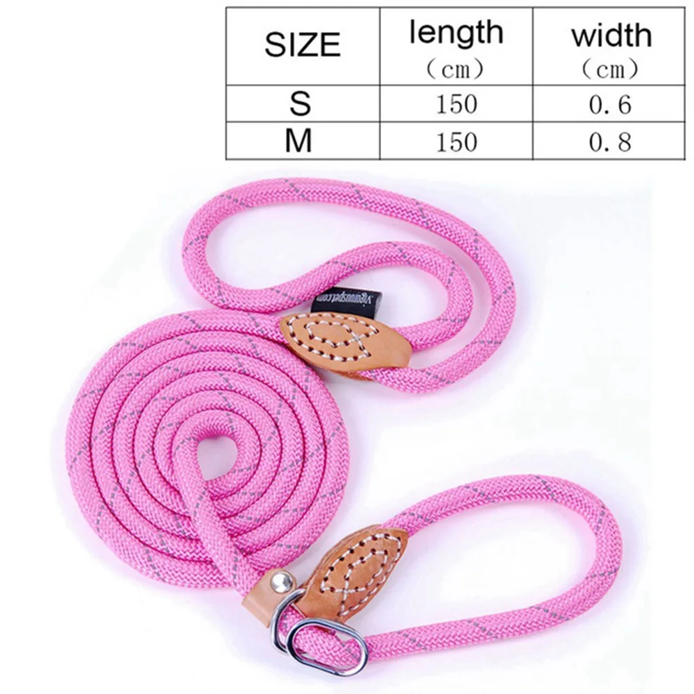 Pink PY0237 Светоотражающий Поводок для собак, поводок для маленьких собак, поводок для домашних животных, поводок для собак, кошек, щенков, тренировочный поводок, поводок для собак, поводок для собак - Цвет: Pink PY0237