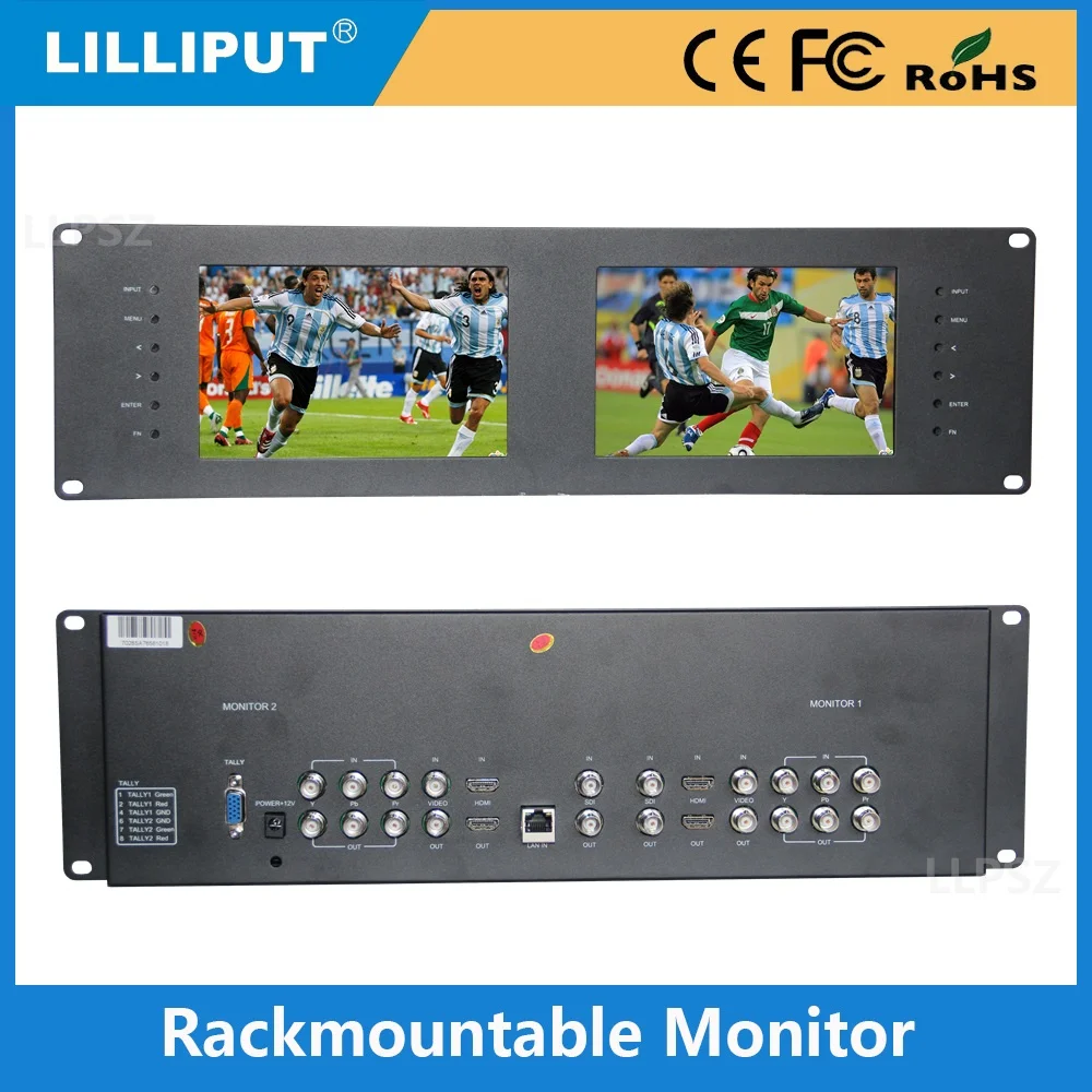 Lilliput RM-7028S 3RU Rack мониторы с двумя " ips экранами, просмотр HDMI, SD, HD и 3G-SDI видео на 3RU rack monitor