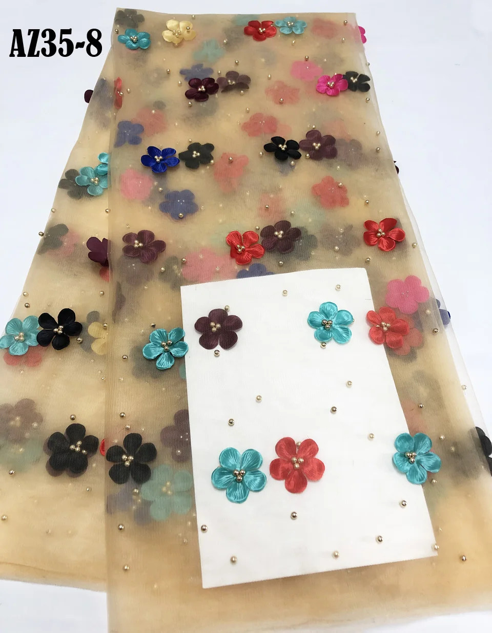 Кружевная ткань с 3D цветами кружевная высокого качества в африканском стиле