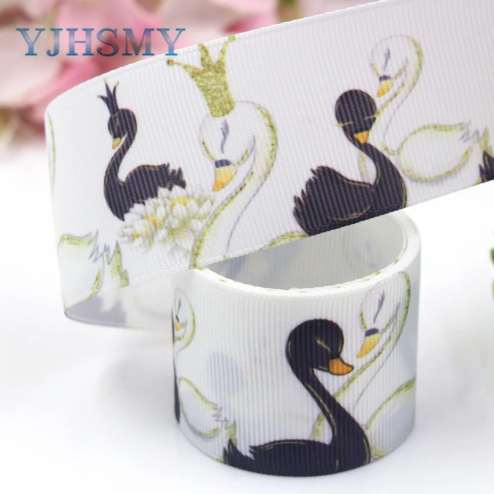 YJHSMY I-19221-435 38 мм 10 ярдов мультфильм лебедь термопечать ленты grosgrain Бант колпачок DIY