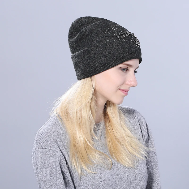 [YARBUU] настоящий шарик из меха норки шляпа для женщин Шерсть skullies beanies бабочка ногтей бусины твердые вязаные шапки для девочек женская Лыжная шапка