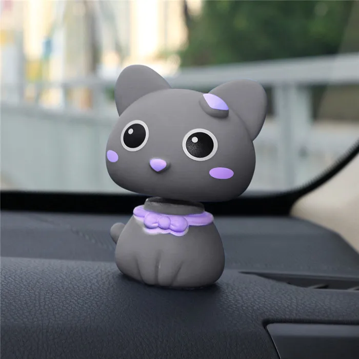 Gray Автомобильные украшения милые ПВХ качающиеся головой фигурки кошек куклы каваи украшения автомобилей интерьера приборной панели кивая игрушки аксессуары - Название цвета: Gray