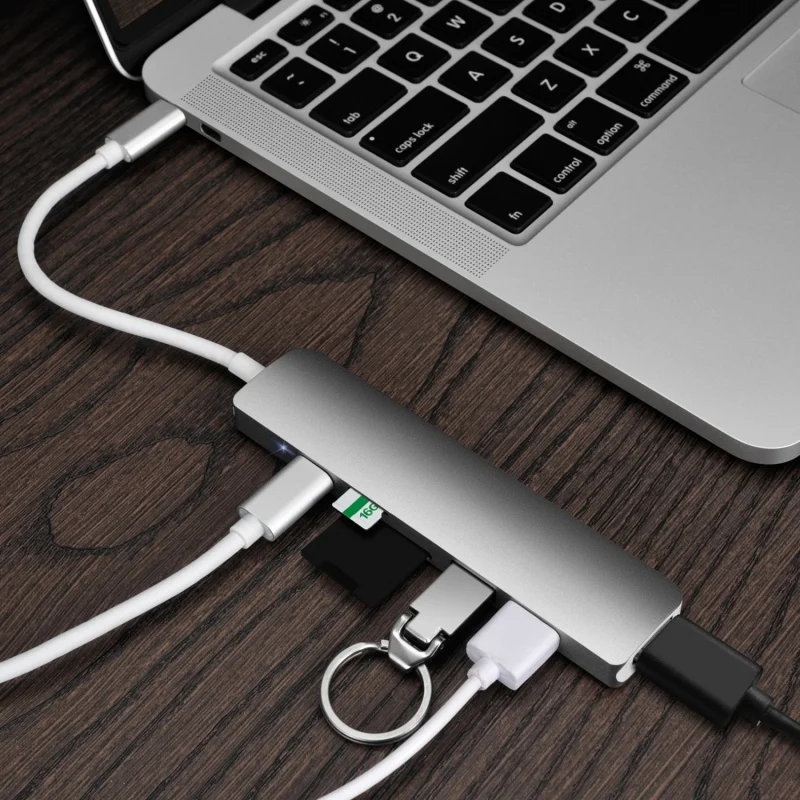 Многофункциональный концентратор типа C для MacBook Pro Thunderbolt 3 USB 1 Type с SD/Micro SD