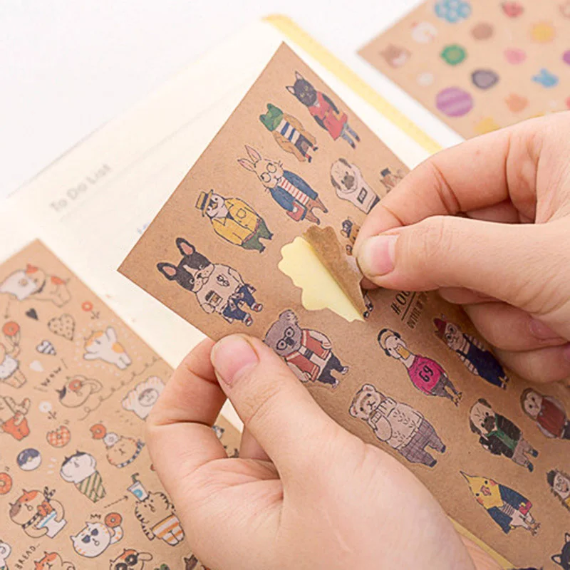 1 шт. милые канцелярские наклейки Kawaii Cat крафт бумажные стикеры для детей DIY