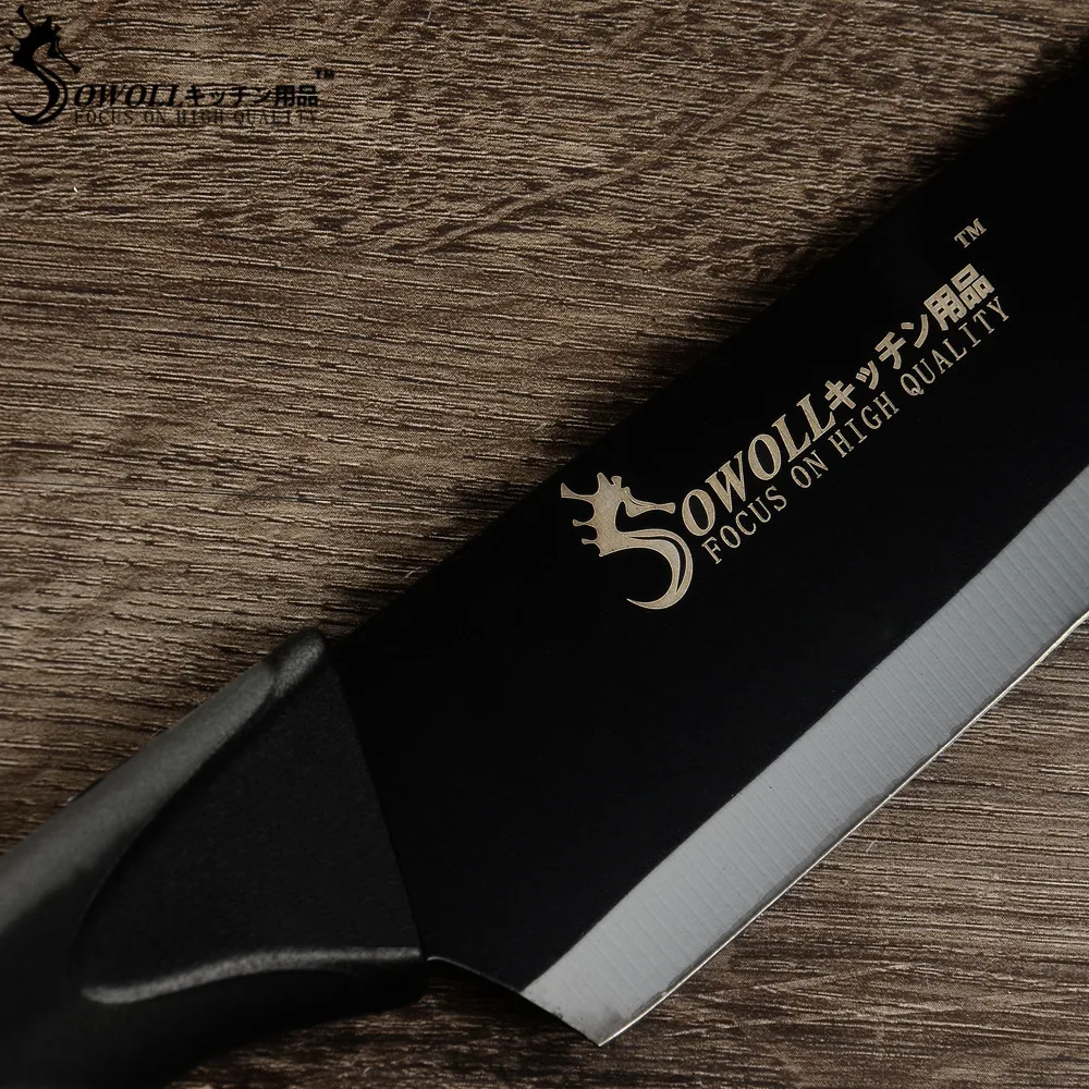Sowoll 8 ''Нержавеющая сталь Кухня Ножи бытовые инструменты черный клинок