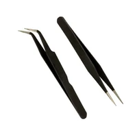 hot promotion 2 black acrylic stainless steel tweezers gel repairing maintenance tools paillette nipper picking tool os