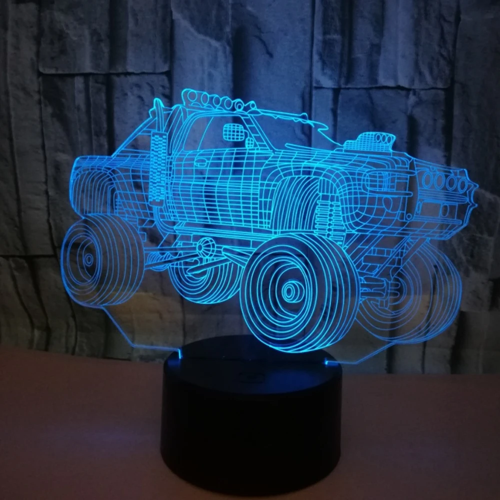 3D LED ночник для автомобиля градиентная форма Jeep USB прикроватная лампа спальни