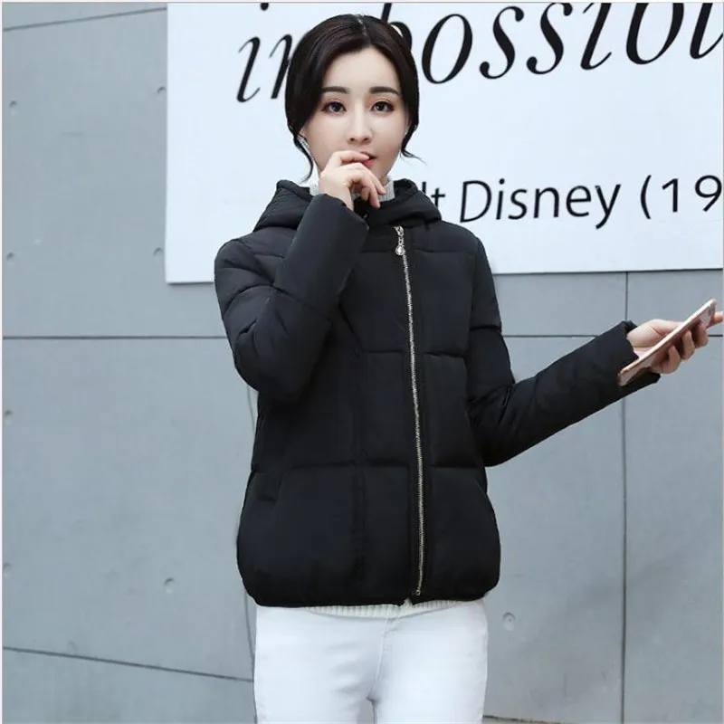 Женская короткая парка с капюшоном зимняя хлопковая куртка верхняя одежда