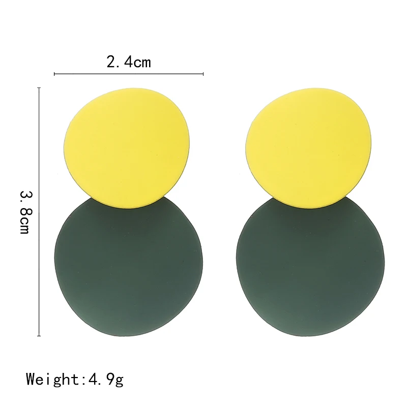 Новые модные два круглых металла краски неровные серьги гвоздики для женщин