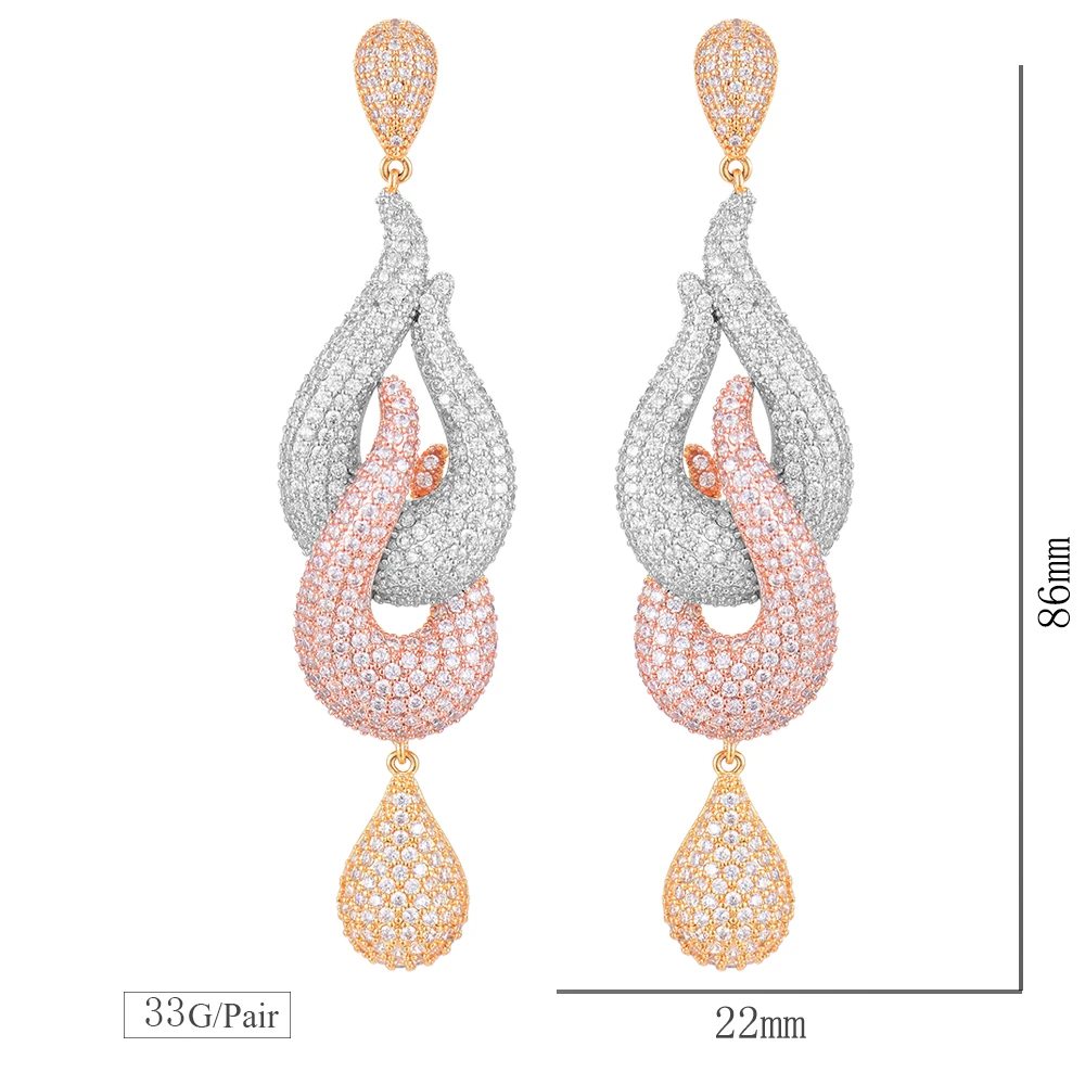 

missvikki Noble Paved AAA Cubic Zirconia Water Drop Chic Big Pendant Drop Earrings For Women Accessories Wedding Jewelry Brinco