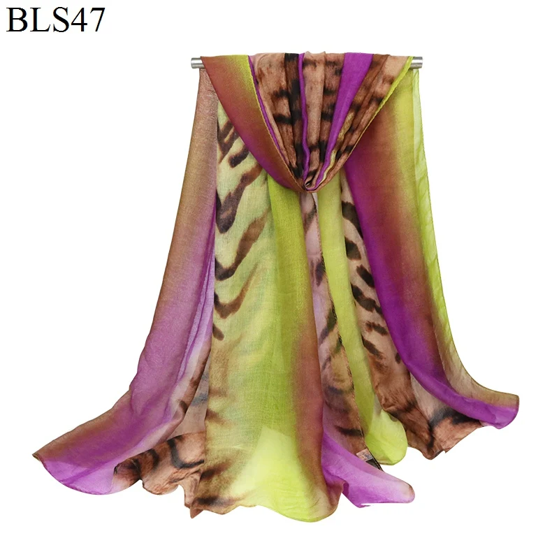 BLS47 Color 1 Высокое качество, тигровые полосы, пляжные шарфы, вуаль, мягкий длинный шарф для женщин, с цветочным принтом, шаль, палантин, полосатые шарфы - Цвет: BLS47 Color 1