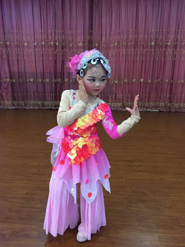 Китайские классические танцевальные костюмы с блестками для девочек в стиле