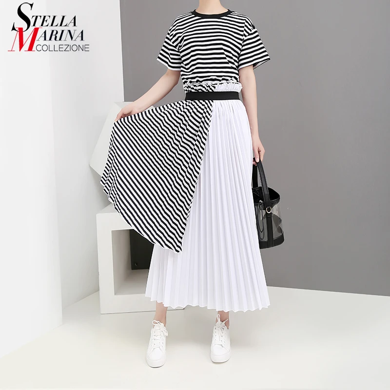 Новинка 2019 корейский стиль имитация двух частей женское летнее ТРАПЕЦИЕВИДНОЕ