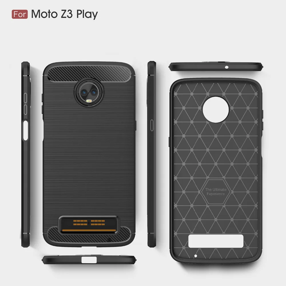 Чехол Etui для Motorola Z3 Play силиконовая Мягкая задняя крышка из матового углеродного