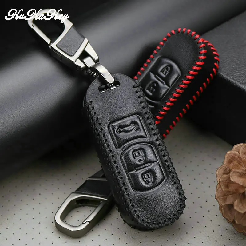 Leather Remote Smart Car Key Case Cover For Mazda 2 3 6 Axela Atenza CX-5 CX5 CX-7 CX-9 Keychain Keyring 2&amp3 Buttons Holder | Автомобили
