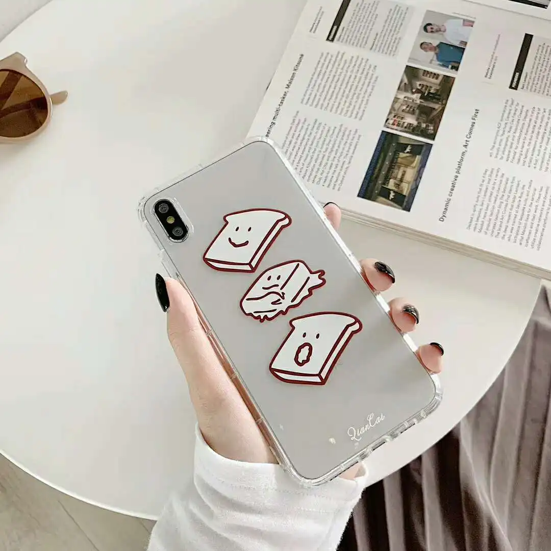 Милый прозрачный чехол для iPhone 6 s 7 8 Plus xr xs max x анти-осенний Мягкий ТПУ Прозрачный