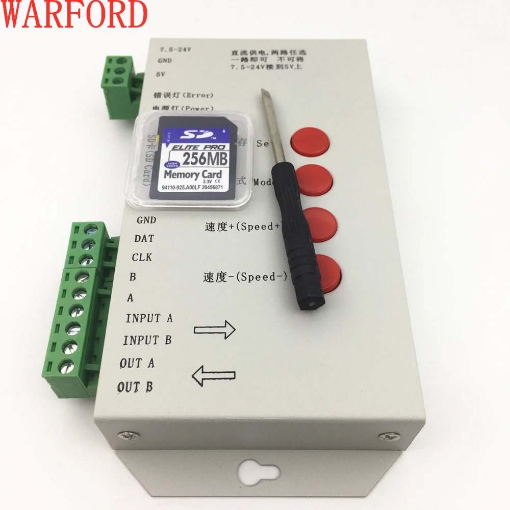 T1000S SD карты WS2801 WS2811 WS2812 WS1903 LPD6803 светодиодный 2048 контроллер пикселей DC5 ~ 24 V T 1000S DMX