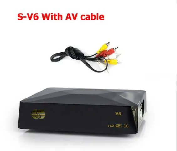 S-V6 AV Cable S-V6 DVB-S2 цифровой спутниковый ресивер с 2 usb-портами поддержка Xtream tv NOVA Wheel tv веб-ТВ Youtube USB Wifi Biss Key - Цвет: S-V6 AV Cable