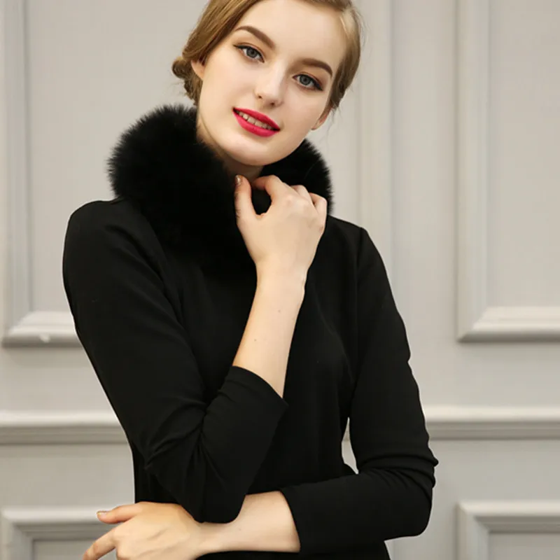 Горячие новые элегантные дамы из искусственного лисьего меховой воротник кольцо