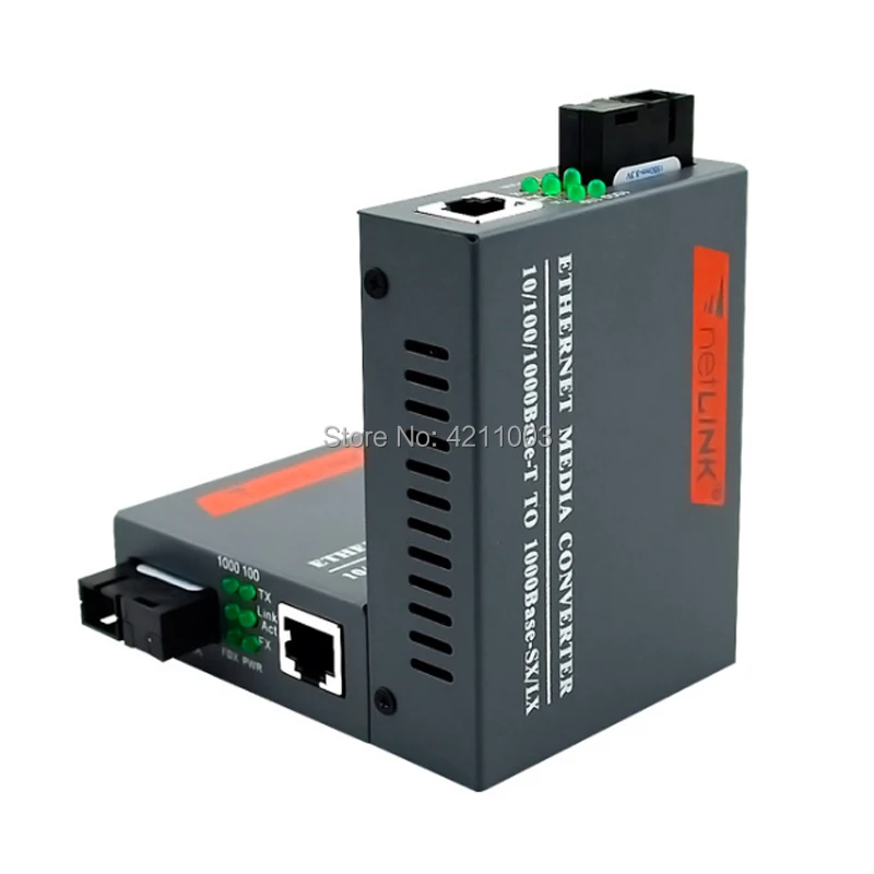 1 Pair switch fiber optic media converter HTB-GS-03 A/B Gigabit Fiber Optical 1000Mbps 20KM SM Single SC Port | Мобильные телефоны