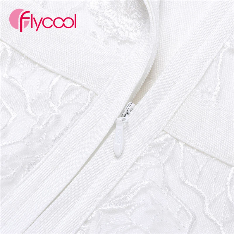 Flycool 2019 сексуальное летнее вышитое Сетчатое Бандажное Платье женское белое с