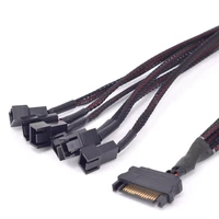 12v 15pin sata 1 to 6 way 3pin fan pwm power supply cable y splitter cooler for pci express graphics card port chassis 22awg