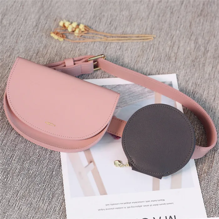 pink Mihaivina, модные женские поясные сумки с круглой сумкой, набор, Женские поясные сумки, кожаный ремень, сумка для денег, кошелек для путешествий, поясная сумка - Цвет: pink