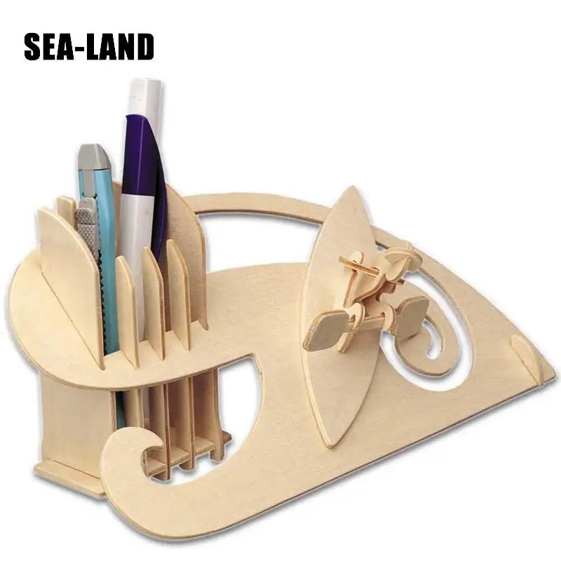 

Educational Puzzle Wooden Toy For Children 3D Puzzles Pen Holder A Easy Children Toys Diy High Quality Wood Toy A Gift For Adult
