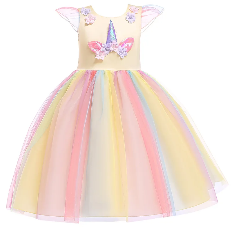 

Flower Kids Clothing Elegent Hand Flowers Girls Dresses for Children Princess Wedding Party Custumes 2-9 Years