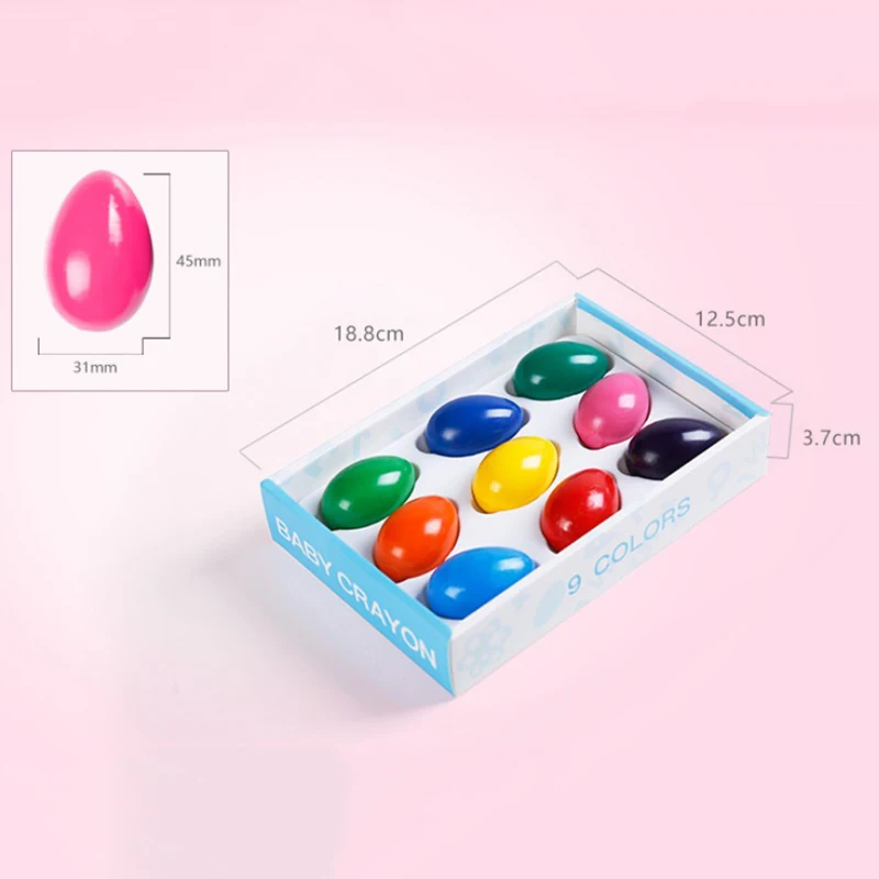 

Creative 9 Colors Non-Toxic Painting Egg Crayon Art Drawing For Children Paint Stationery Crayon Brush Art Supplies