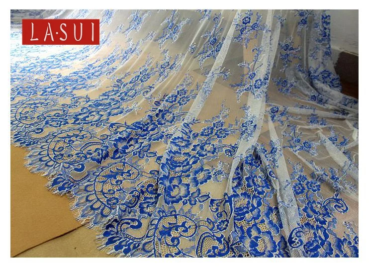 LASUI 1,5 м* 3 м = 1 лот изысканной роскоши 2 цвета craft уникальный и благородный синий и белый толстый высокая-конец торжественное платье ткань C0076