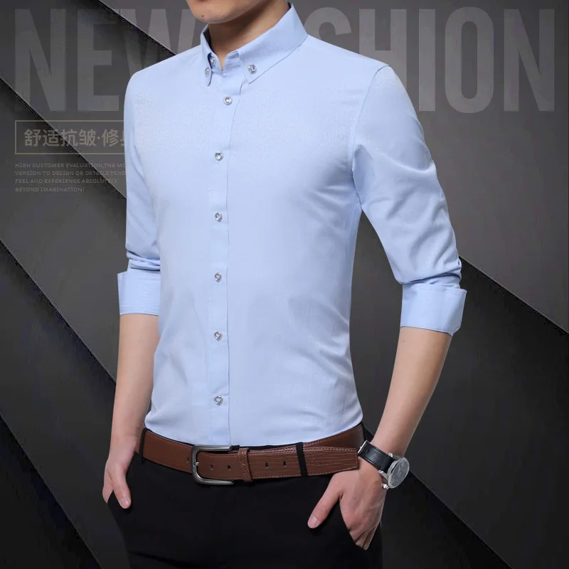 Новая брендовая мужская рубашка высокого качества приталенная Повседневная