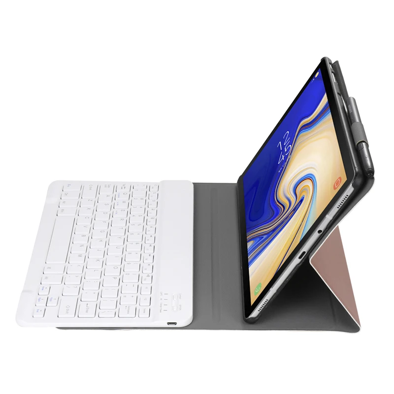 Тонкий беспроводной чехол с клавиатурой Bluetooth кожаный подставкой для Samsung Galaxy Tab