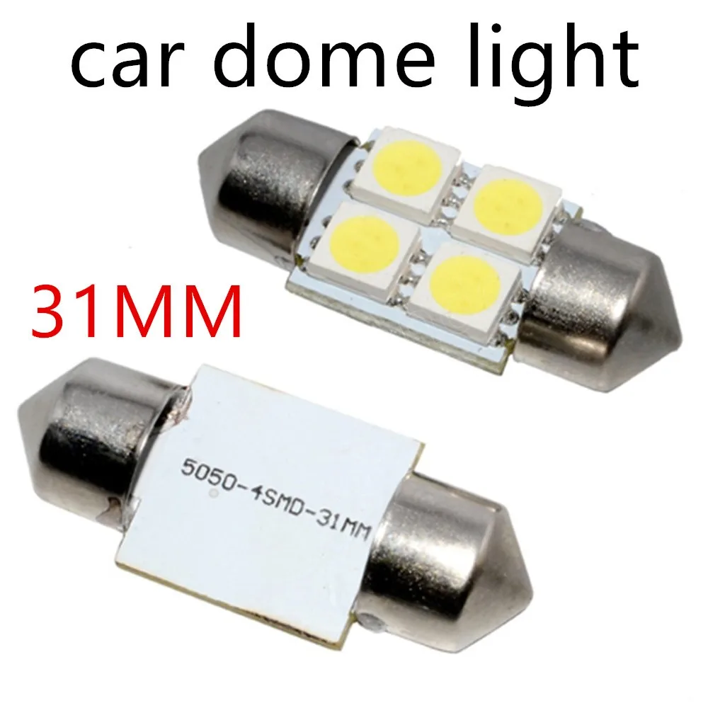 

Купольные светодиодные лампы 31 мм C5W, 12 В, 10 шт., автомобильный светильник 4SMD, купольный светильник, дверной светильник 5050