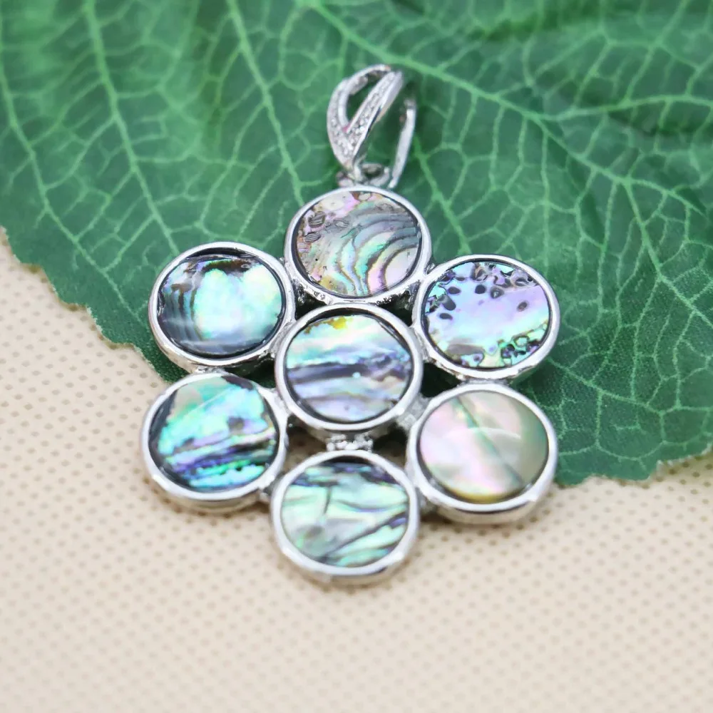 35 мм Модный цветочный дизайн в полоску материал абалона Морская ракушка кулон