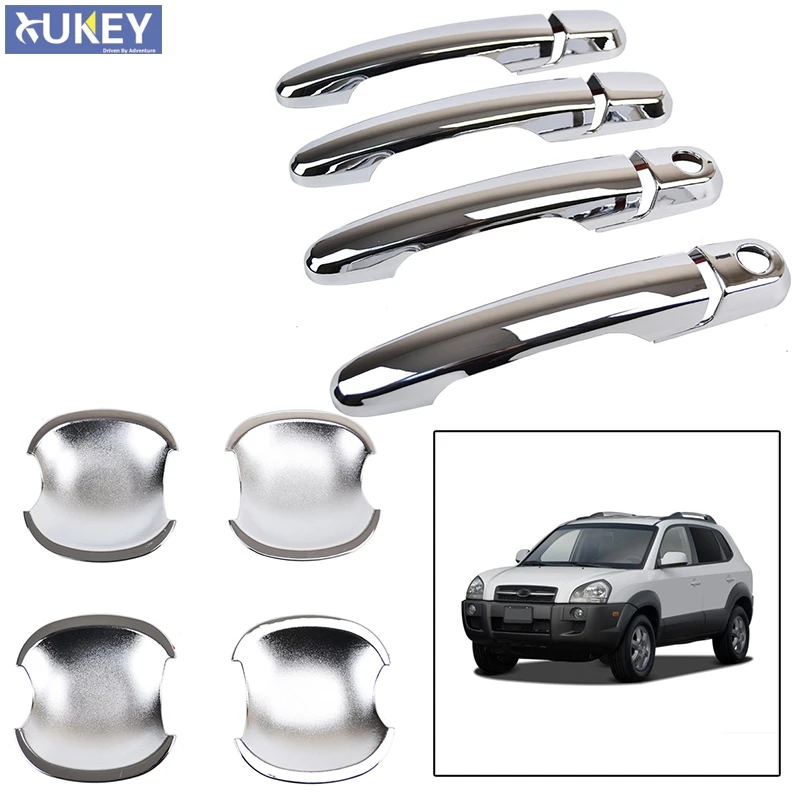 Аксессуары для 2IN1 подходит для HYUNDAI TUCSON 2005 2006 2007 2008 2009 2010 хромированные дверные ручки крышки+ Чаша отделка