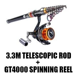 3.3M Rod-GT4000 Reel Goture Удочка Combo 1,8 M-3,6 M углеродное волокно телескопическая удочка+ спиннинговая катушка GT4000 Морская Лодка Рок Рыболовный набор - Цвет: 3.3M Rod-GT4000 Reel