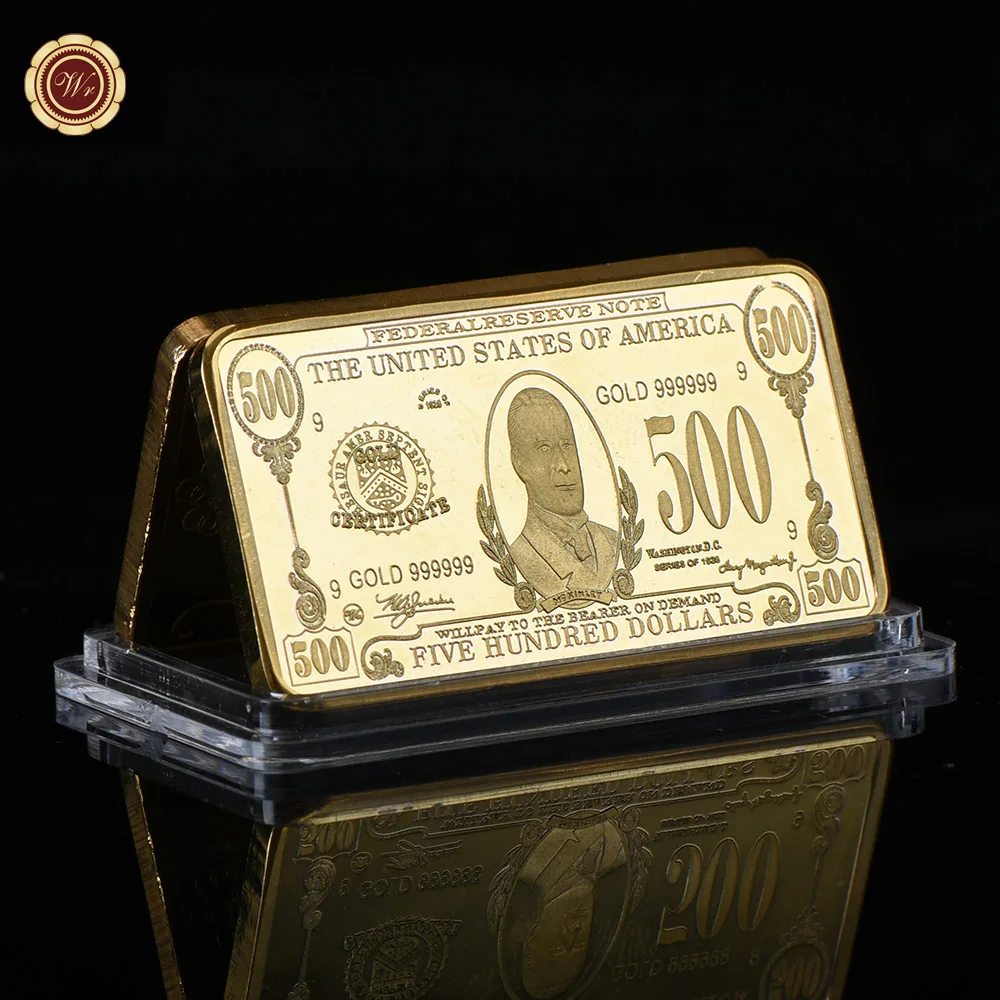 USD 500 gold bar WR Usd 5 Американская валюта банкнот золото бар качество 5 доллар золото 24 К золото счетчик банкнот баров искусство ремесла Коллекция стоимости - Цвет: USD 500 gold bar