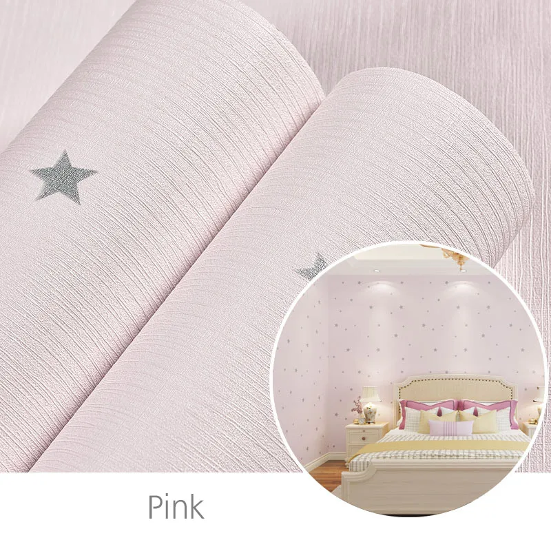 Pink Обои самоклеящиеся для детской комнаты спальни 3D звезды фотообои для гостиной ПВХ водонепроницаемые виниловые обои домашний декор - Цвет: Pink