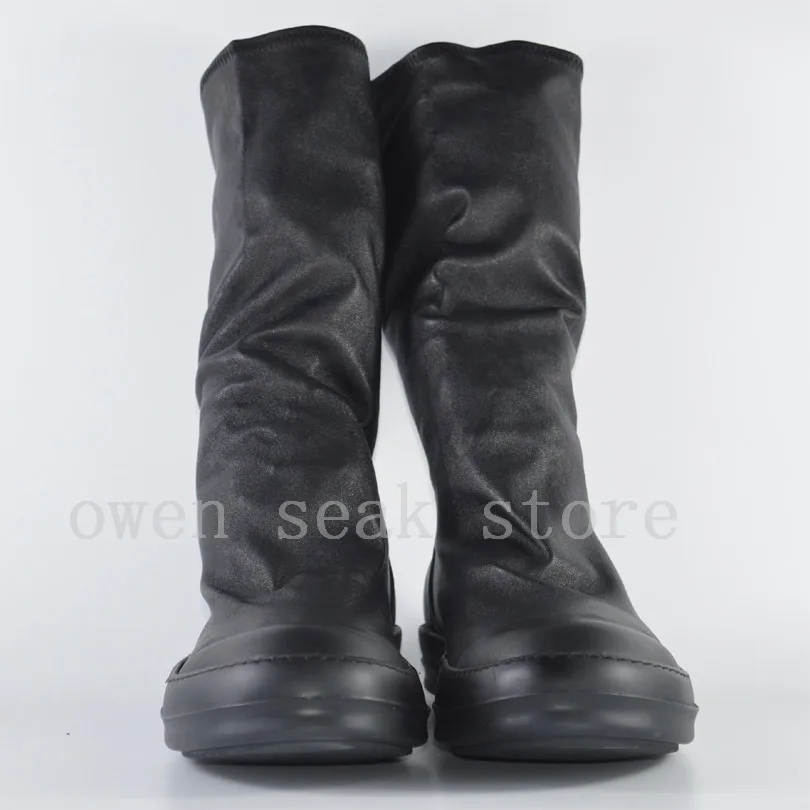 Женские сапоги из овечьей кожи на плоской подошве|shoes knee|knee high bootshigh boots |