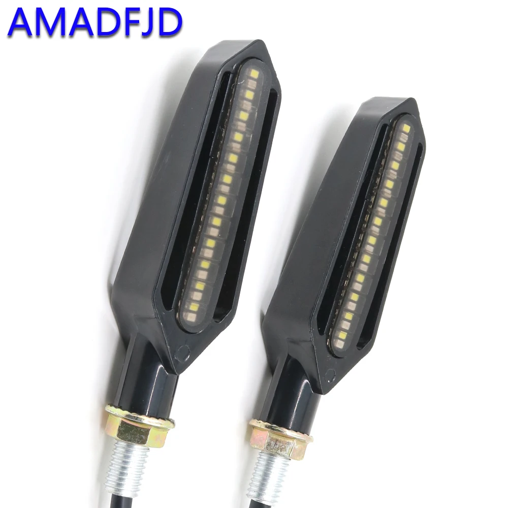 Amadfjd 2/4 шт течет поворотов мотоцикл СВЕТОДИОДНАЯ мигалка мотоцикла светильник s DRL индикатор светильник тормозной поворотники Лампа