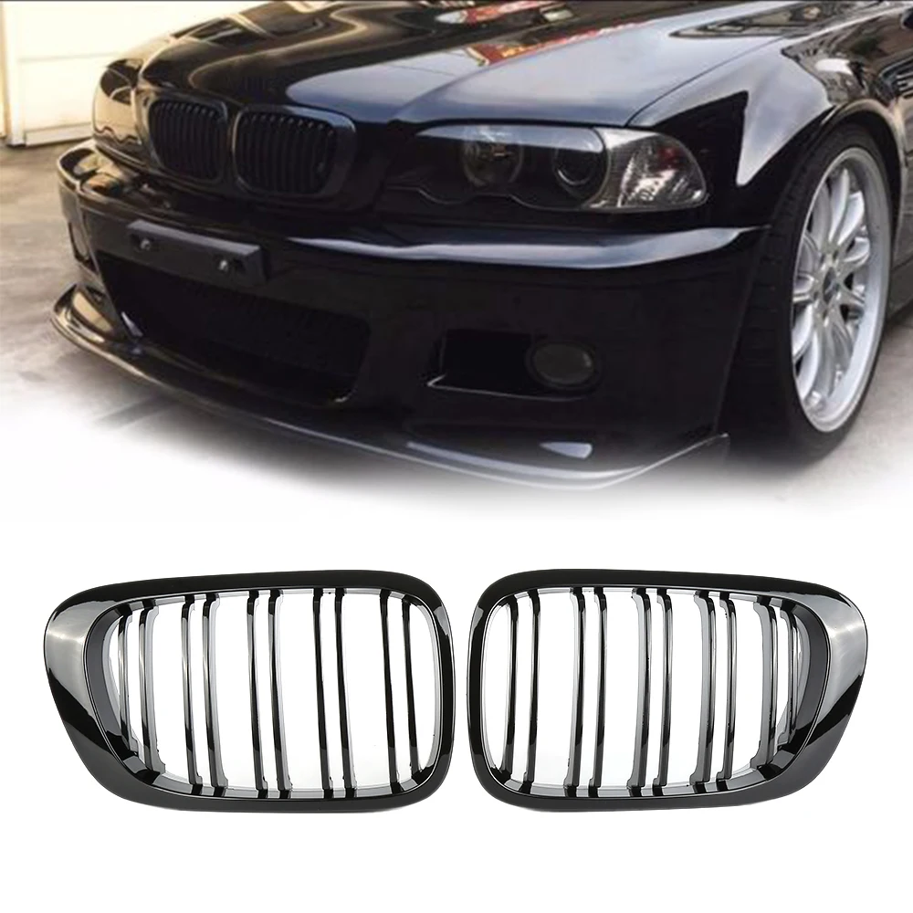 Liplasting 2 шт. глянцевый черный Автомобильный передний бампер Гриль двойная решетка