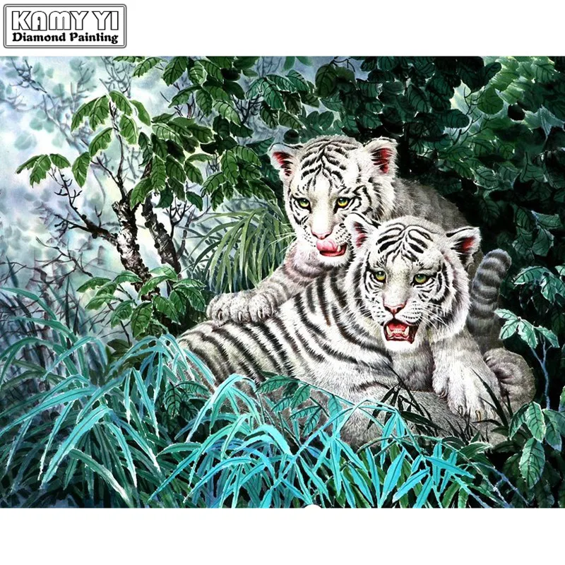 

5d diy full square/round diamond painting white tiger embroidery cross stitch diamond mosaic decor art home decor gift XY1