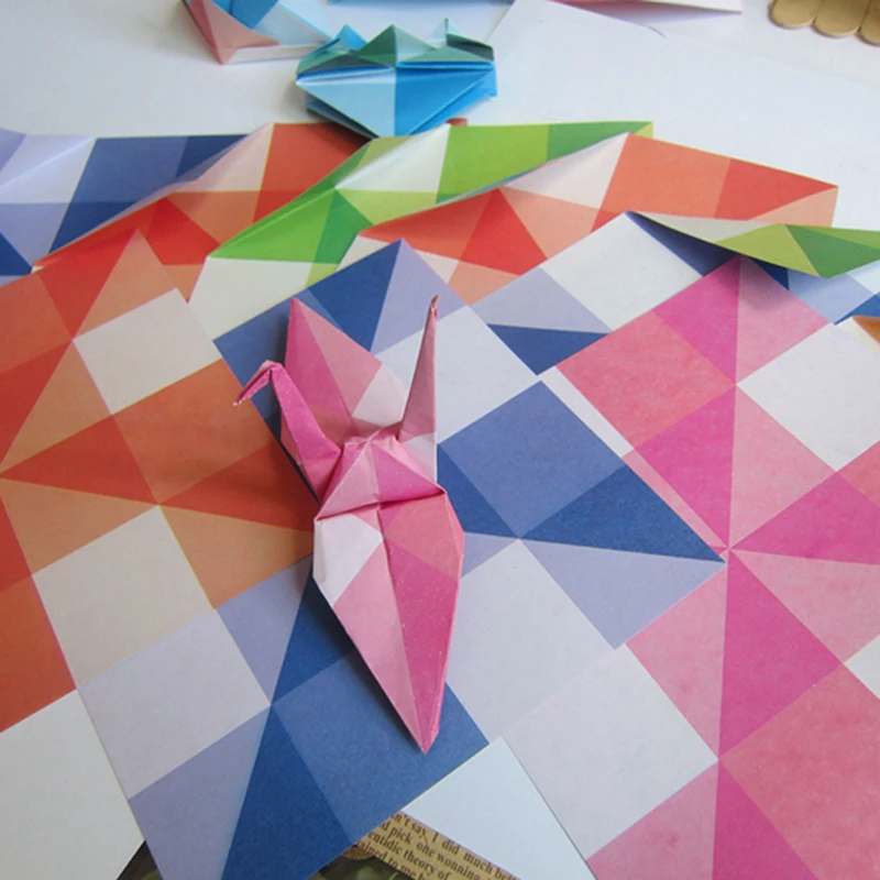 

24 Pcs Creative DIY Double Sided Plaid Colorful Handmade Toys Paper Folding Material Package Geometric Origami Toys For Children