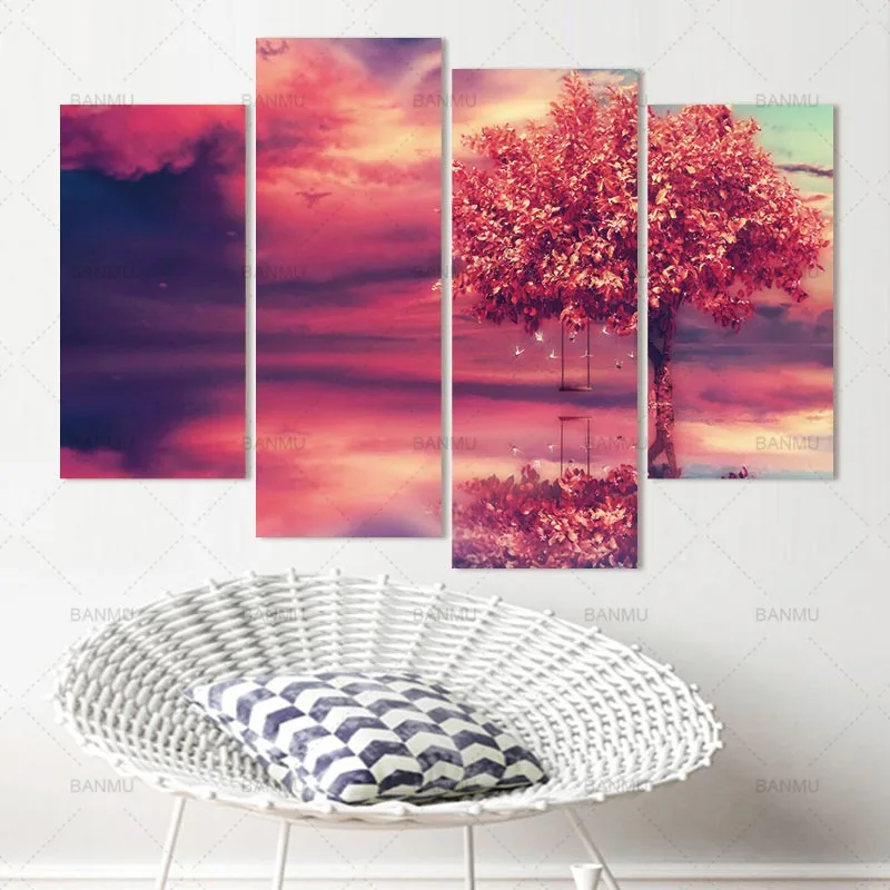 

Poster Canvas Painting Art wall picture red tree abstract ptints ans posters Beautiful scenery decor prints on canvas painting
