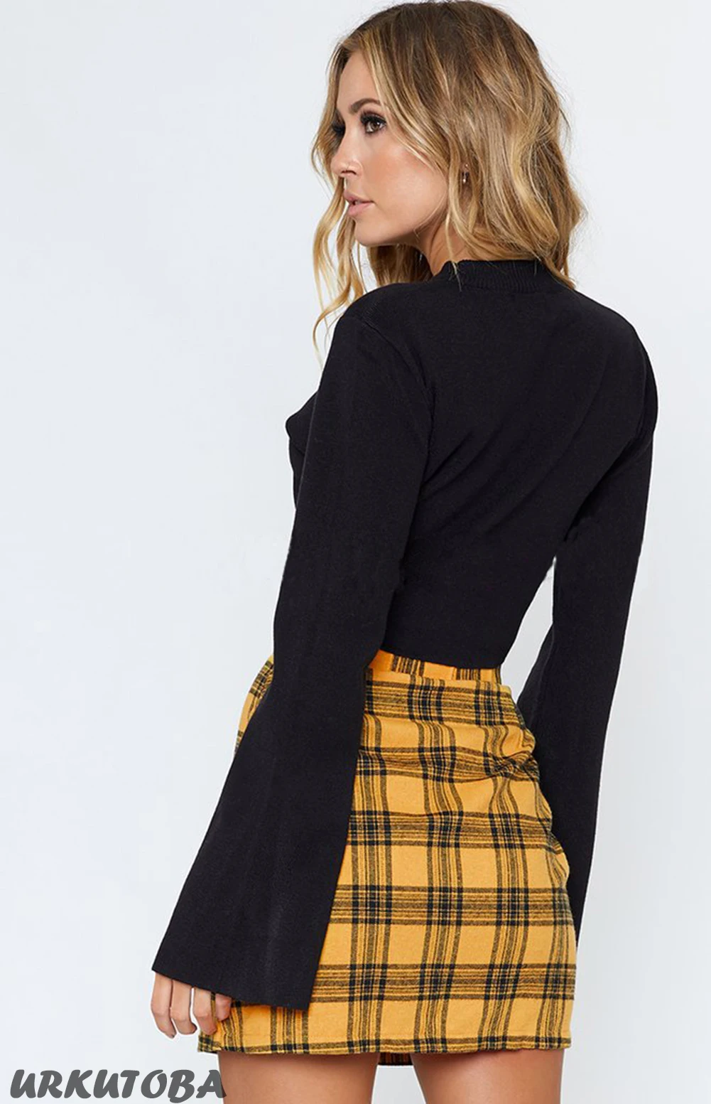 Hot Retro Women Plaid Tartan High Waist Checker Zipper Mini Skirt Lady High Waist Checked Bodycon Pencil Skirt