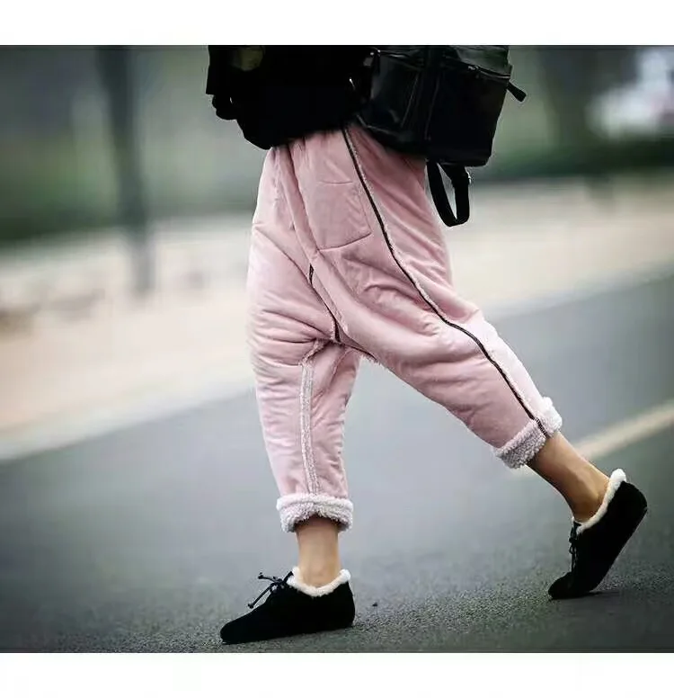 Женские универсальные теплые кашемировые зимние шаровары женские замшевые