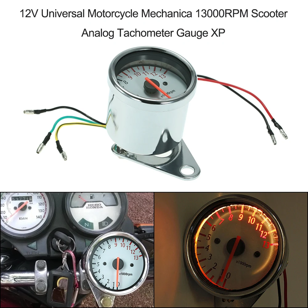 12V универсальный мотоцикл Механика 13000 об/мин мопедов Аналоговый тахометр XP