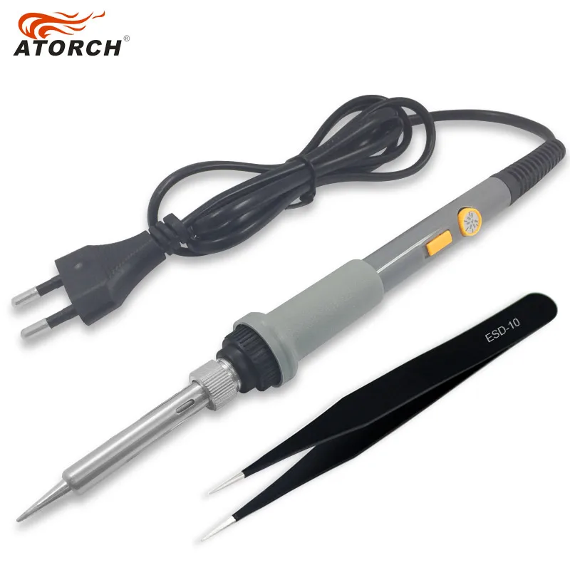 Gray 2ps Tool Kit DGKS ЕС вилка 110 В/220 В 60 Вт Регулируемая температура с Swith Электрический паяльник сварка тепла паяльная станция с пинцетом - Цвет: Gray 2ps Tool Kit